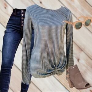 Michael Stars Jersey Stripe Long Sleeve Twist Top